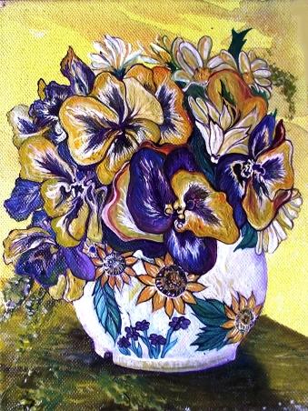 Picturi cu flori PANSIES VASE 