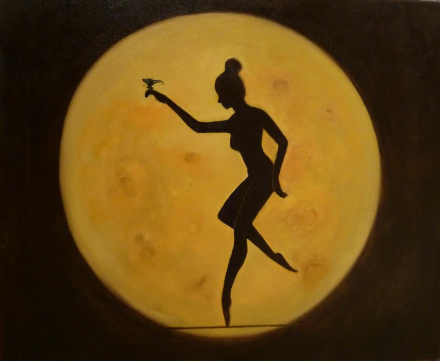 Picturi surrealism farfalla su la luna