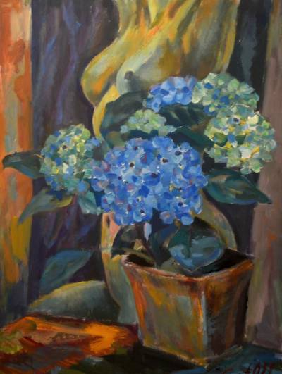 Poza Nude with blue flowers