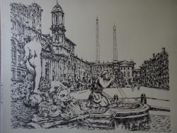 Picturi alb negru Roma - Piazza Navona