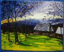 Picturi cu peisaje Apus in maramures